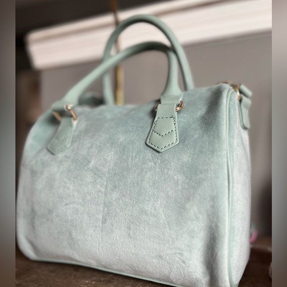 Juicy Couture Let It Shine Satchel Crossbody Cool Blue Rhinestone Logo NWT - Picture 4 of 6